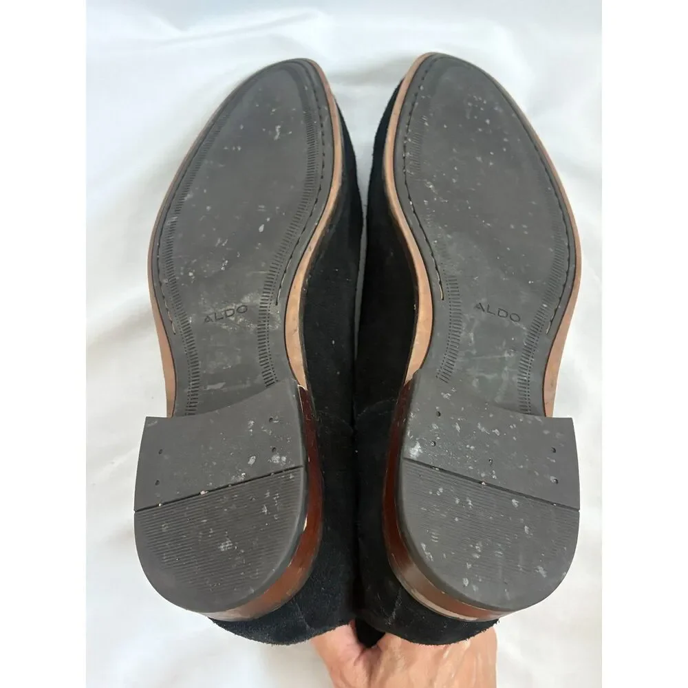 Aldo Shoes Mens Black Suede Chelsea Boots Almond Toe Ankle Booties Size 12 Class